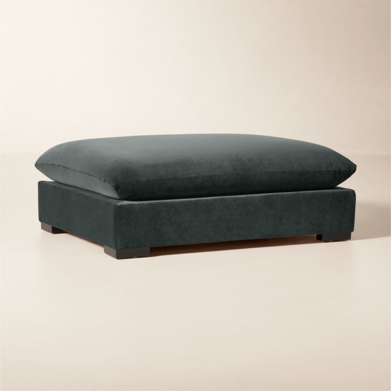 Deseo Grey Blue Performance Velvet Deep Depth Ottoman - image 1 of 4