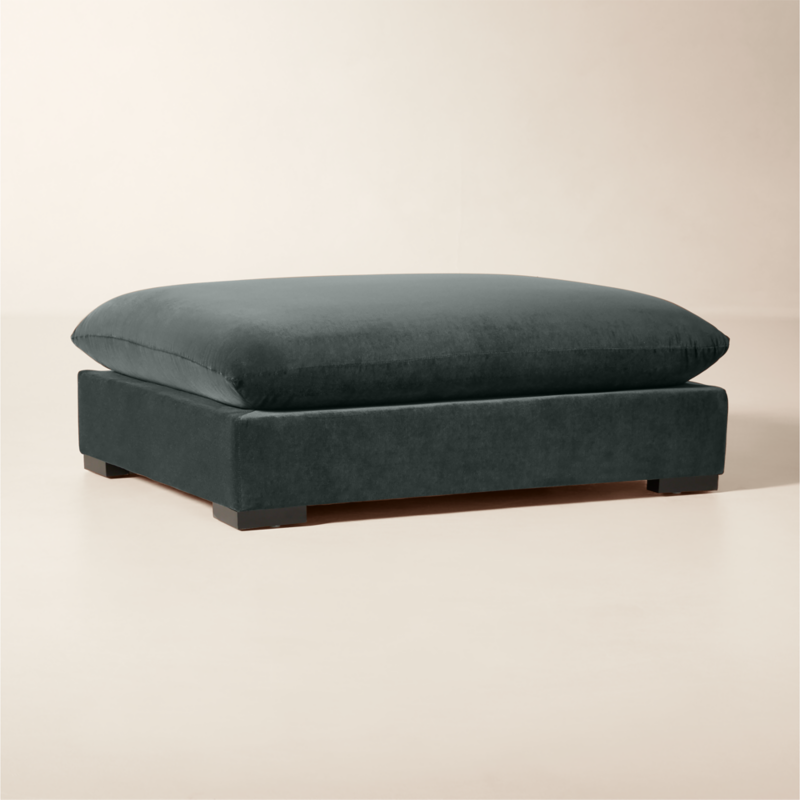 Deseo Grey Blue Performance Velvet Deep Depth Ottoman - image 1 of 4