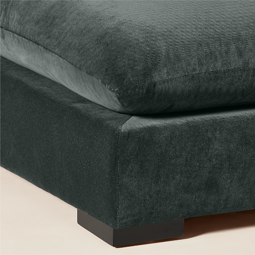 Deseo Grey Blue Performance Velvet Deep Depth Ottoman