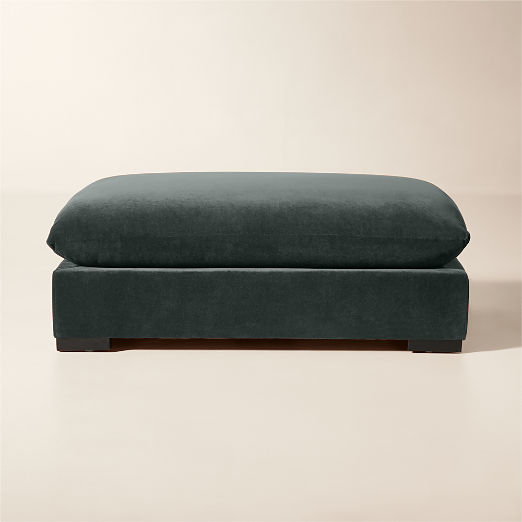 Deseo Grey Blue Performance Velvet Deep Depth Ottoman