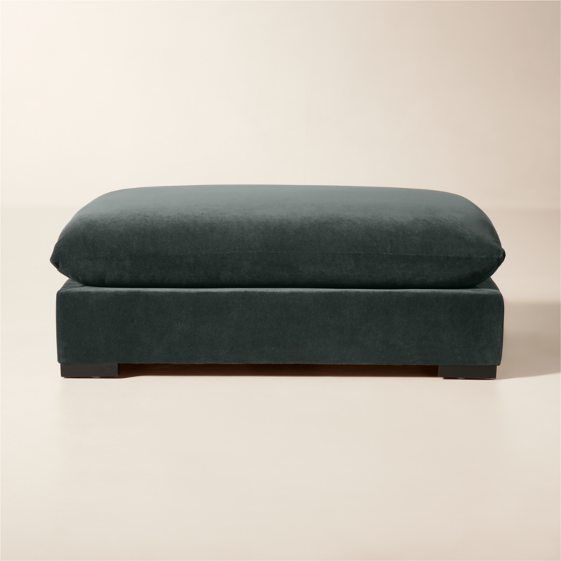 Deseo Grey Blue Performance Velvet Deep Depth Ottoman - image 0 of 4