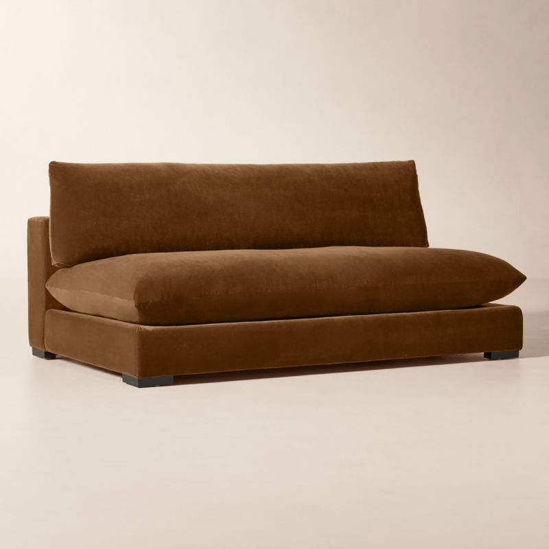 Deseo 71" Light Brown Performance Velvet Deep Depth Armless Loveseat - image 2 of 10