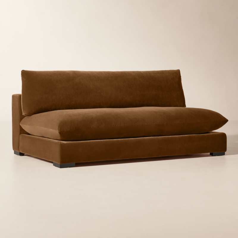 Deseo 71" Praline Brown Performance Velvet Deep Depth Armless Loveseat - image 2 of 9