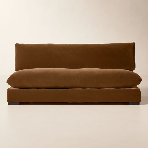 Deseo 71" Praline Brown Performance Velvet Deep Depth Armless Loveseat