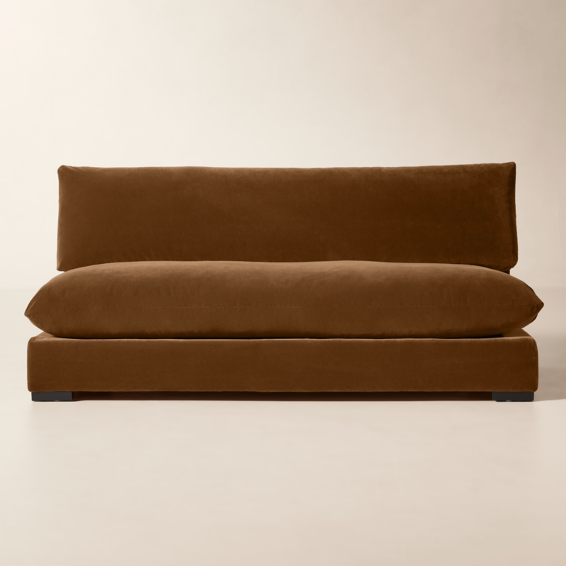 Deseo 71" Praline Brown Performance Velvet Deep Depth Armless Loveseat - image 0 of 9