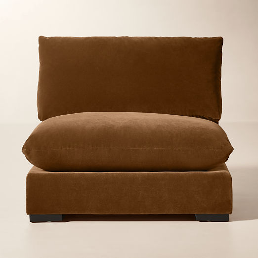 Deseo Praline Brown Performance Velvet Deep Depth Armless Chair