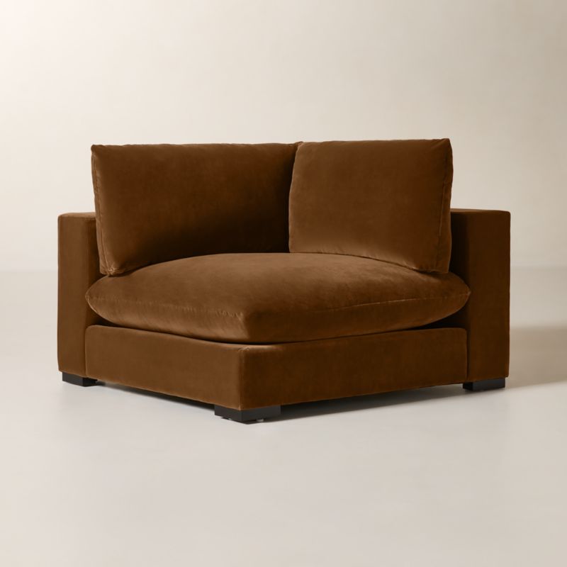 Deseo Light Brown Performance Velvet Deep Depth Corner Chair - image 2 of 10