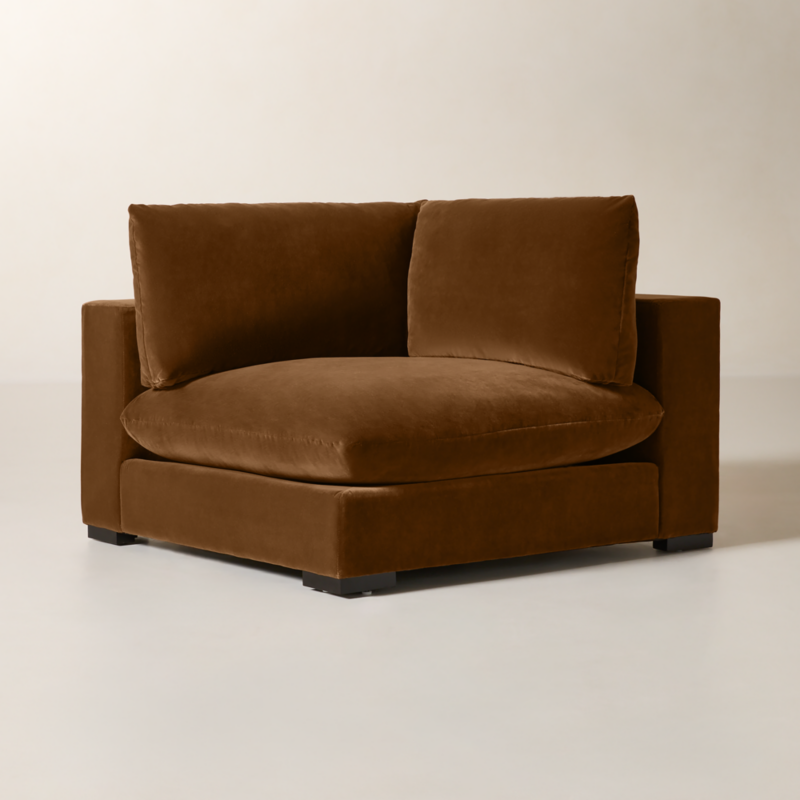 Deseo Praline Brown Performance Velvet Deep Depth Corner Chair - image 2 of 9