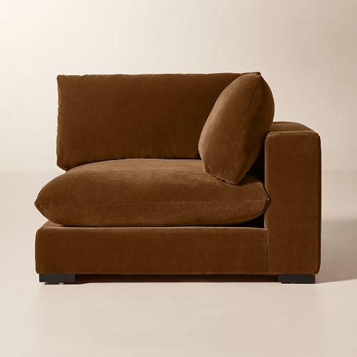 Deseo Praline Brown Performance Velvet Deep Depth Corner Chair