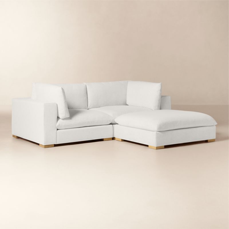 Deseo 3-Piece White Performance Fabric Deep Depth Sectional Sofa with Ottoman - image 2 of 10