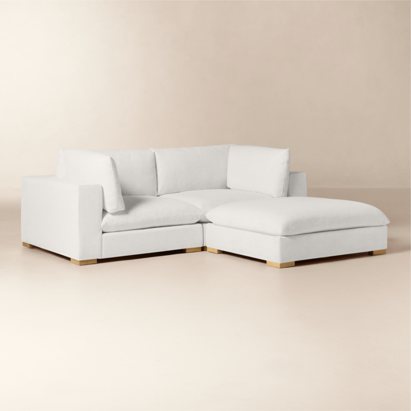 Deseo 3-Piece White Performance Fabric Deep Depth Sectional Sofa with Ottoman - image 4 of 10