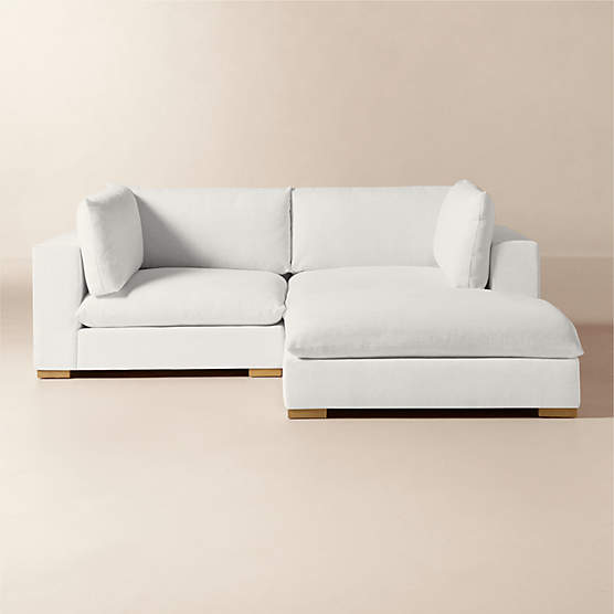 Deseo 3-Piece White Performance Fabric Deep Depth Sectional Sofa with Ottoman
