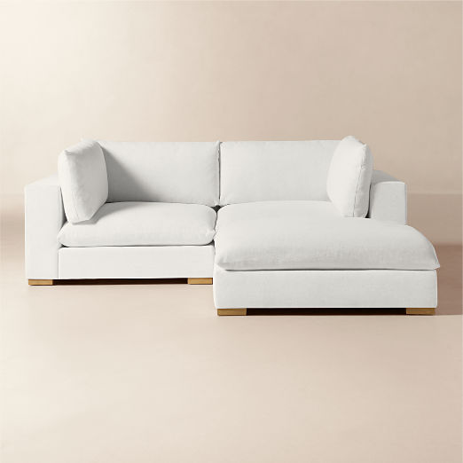 Deseo 3-Piece White Performance Fabric Deep Depth Sectional Sofa with Ottoman