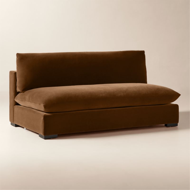 Deseo 65" Light Brown Performance Velvet Standard Depth Armless Loveseat - image 2 of 10