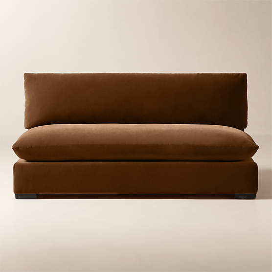 Deseo 65" Praline Brown Performance Velvet Standard Depth Armless Loveseat