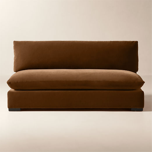 Deseo 65" Praline Brown Performance Velvet Standard Depth Armless Loveseat