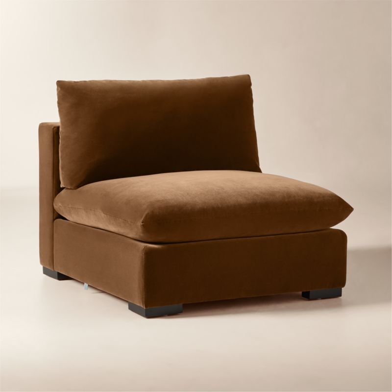 Deseo Light Brown Performance Velvet Standard Depth Armless Chair - image 2 of 10