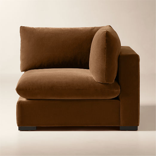 Deseo Praline Brown Performance Velvet Standard Depth Corner Chair