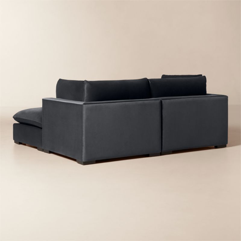 Deseo 3-Piece Charcoal Grey Performance Velvet  Standard Depth Sectional Sofa with Ottoman - image 4 of 11