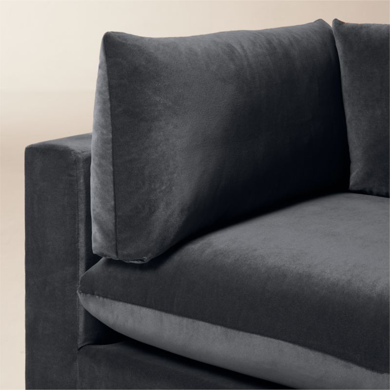 Deseo 3-Piece Charcoal Grey Performance Velvet  Standard Depth Sectional Sofa with Ottoman - image 5 of 11
