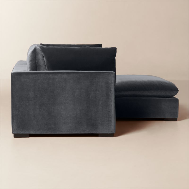 Deseo 3-Piece Charcoal Grey Performance Velvet  Standard Depth Sectional Sofa with Ottoman - image 3 of 11