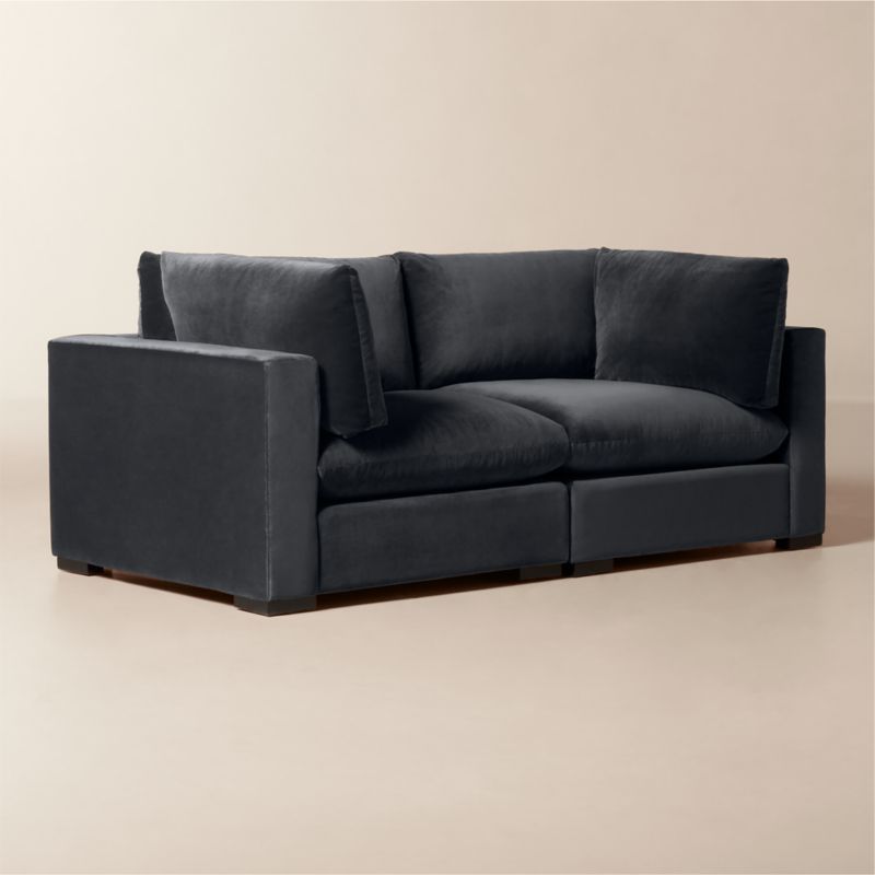 Deseo 2-Piece Charcoal Grey Performance Velvet Standard Depth Sectional Sofa - image 2 of 11