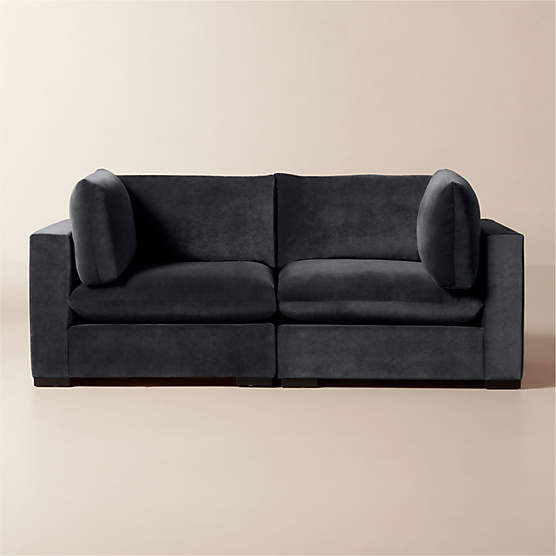 Deseo 2-Piece Charcoal Grey Performance Velvet Standard Depth Sectional Sofa