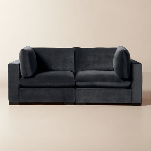 Deseo 2-Piece Charcoal Grey Performance Velvet Standard Depth Sectional Sofa