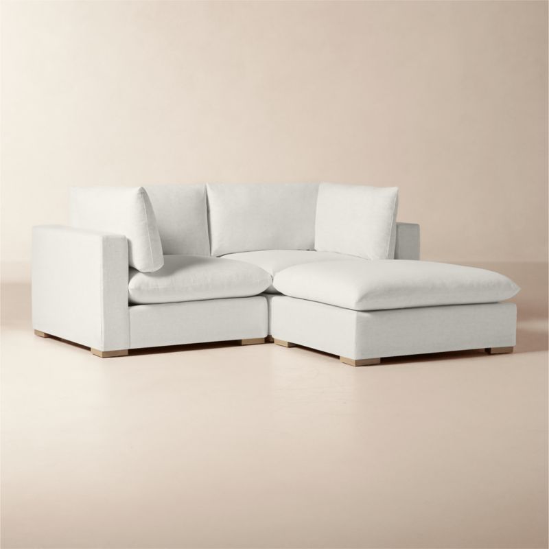 Deseo 3-Piece White Performance Fabric Standard Depth Sectional Sofa with Ottoman - image 2 of 10
