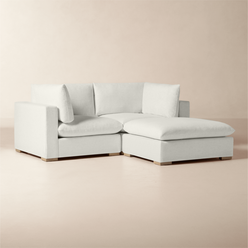 Deseo 3-Piece White Performance Fabric Standard Depth Sectional Sofa with Ottoman - image 4 of 10