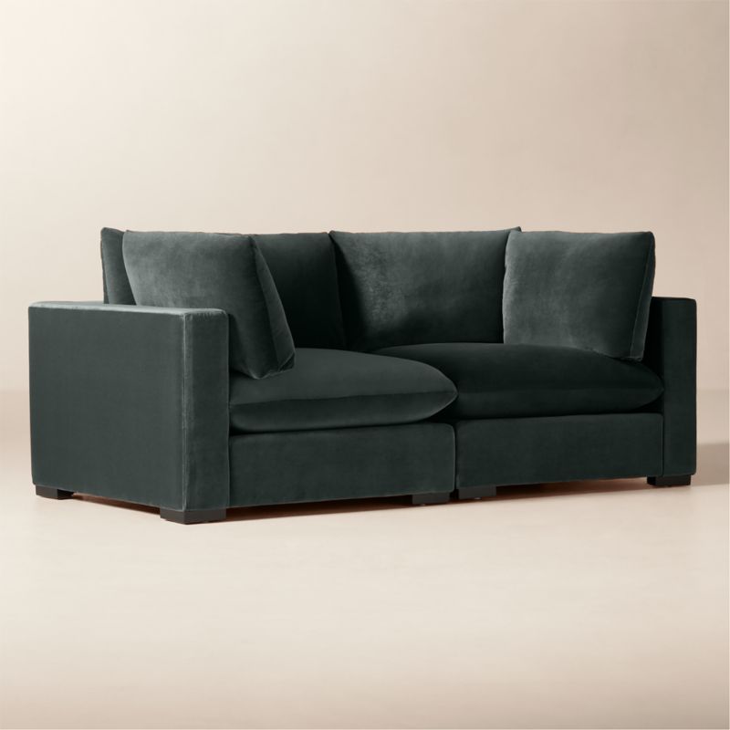 Deseo 2-Piece Grey Blue Performance Velvet Standard Depth Sectional Sofa - image 1 of 7