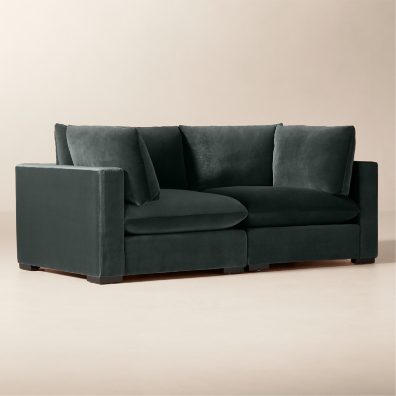 Deseo 2-Piece Grey Blue Performance Velvet Standard Depth Sectional Sofa - image 2 of 8
