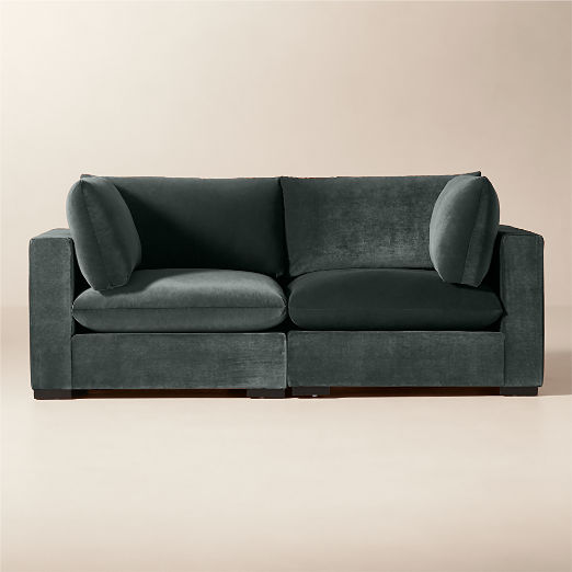 Deseo 2-Piece Grey Blue Performance Velvet Standard Depth Sectional Sofa