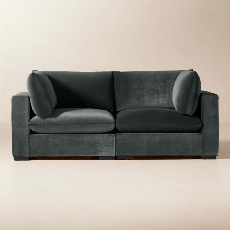 Deseo 2-Piece Grey Blue Performance Velvet Standard Depth Sectional Sofa - image 0 of 8