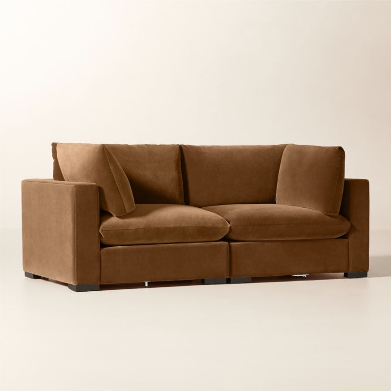 Deseo 2-Piece Light Brown Performance Velvet Standard Depth Sectional Sofa - image 2 of 10