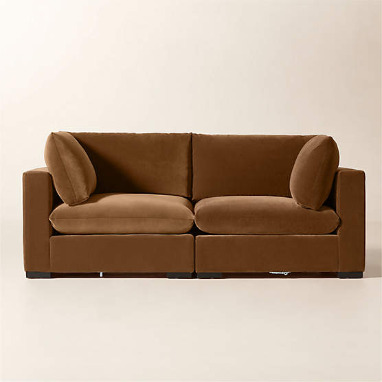 Deseo 2-Piece Light Brown Performance Velvet Standard Depth Sectional Sofa