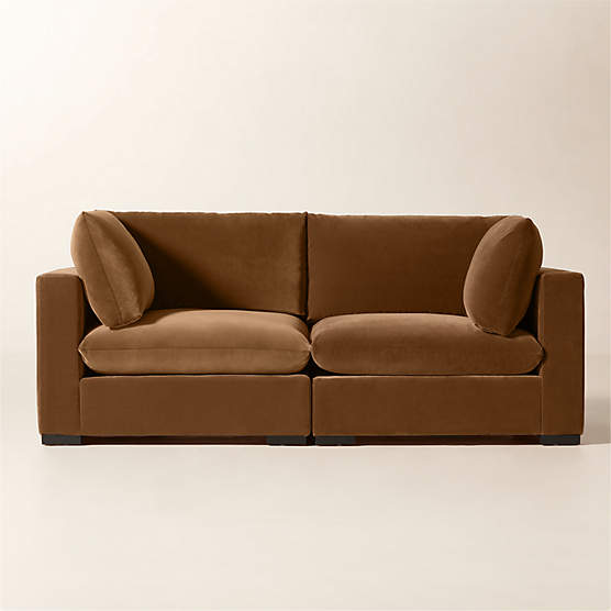 Deseo 2-Piece Light Brown Performance Velvet Standard Depth Sectional Sofa