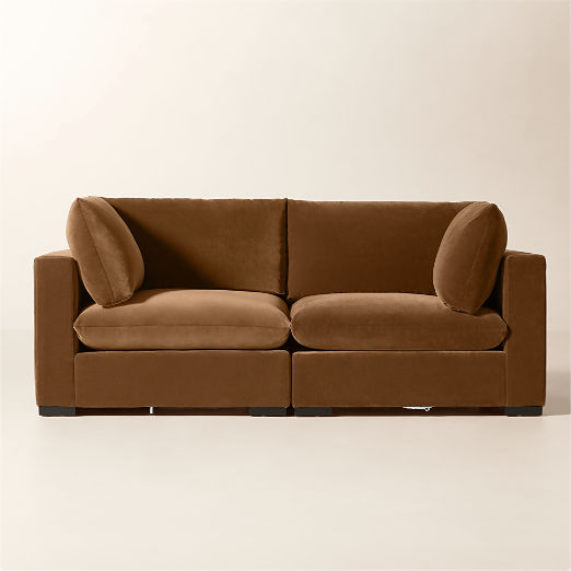 Deseo 2-Piece Light Brown Performance Velvet Standard Depth Sectional Sofa