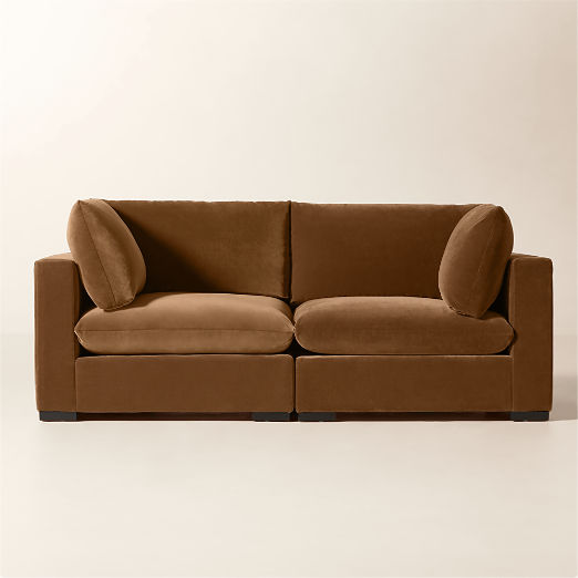 Deseo 2-Piece Praline Brown Performance Velvet Standard Depth Sectional Sofa