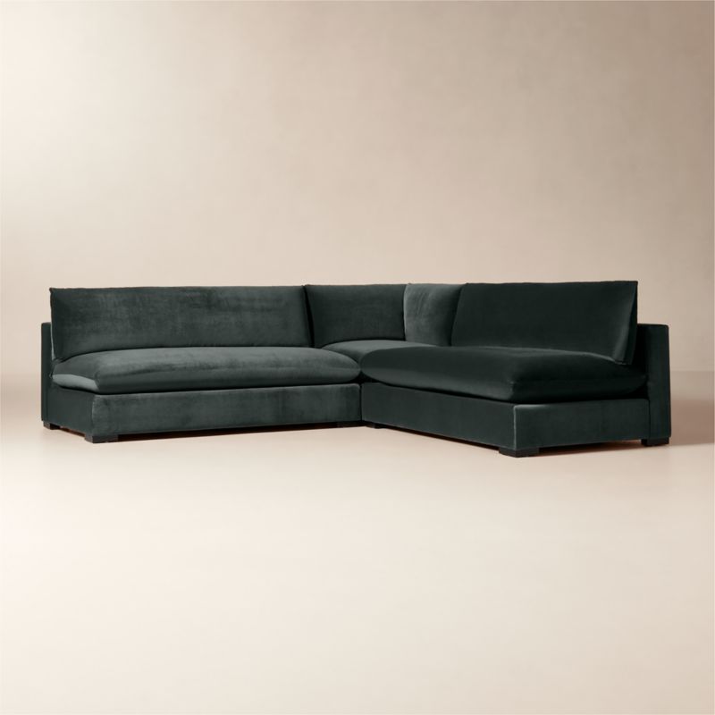 Deseo 3-Piece Grey Blue Performance Velvet Standard Depth Sectional Sofa with Loveseat - image 1 of 7