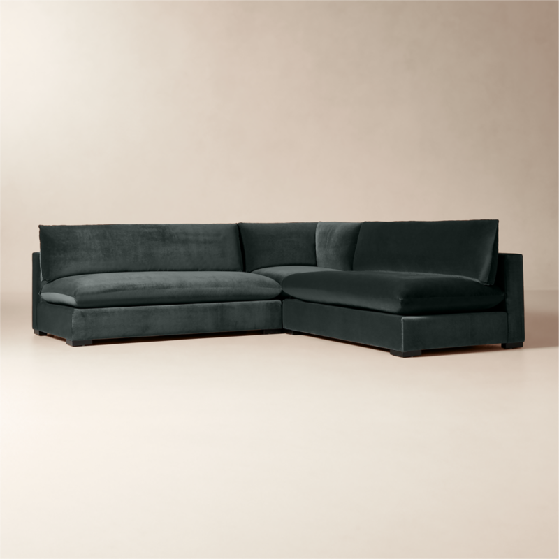 Deseo 3-Piece Grey Blue Performance Velvet Standard Depth Sectional Sofa with Loveseat - image 2 of 8