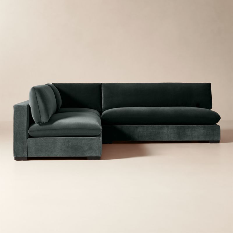 Deseo 3-Piece Grey Blue Performance Velvet Standard Depth Sectional Sofa with Loveseat - image 2 of 7