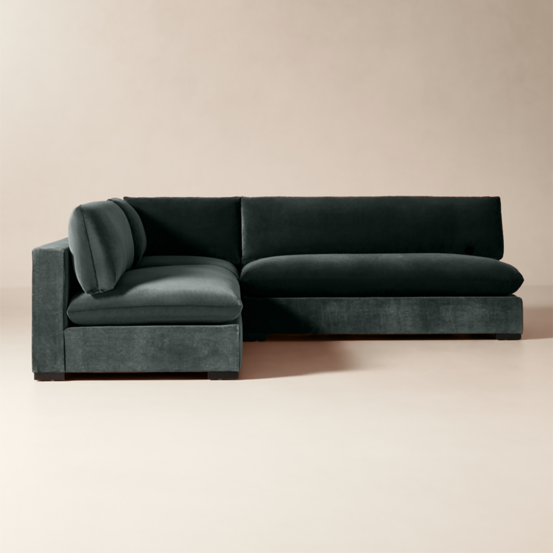 Deseo 3-Piece Grey Blue Performance Velvet Standard Depth Sectional Sofa with Loveseat - image 3 of 8