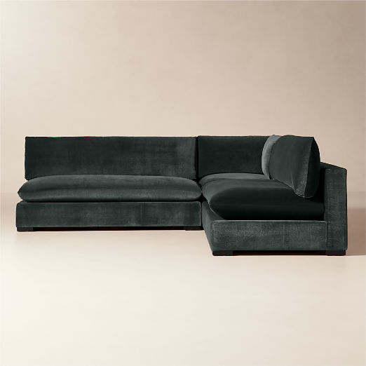 Deseo 3-Piece Grey Blue Performance Velvet Standard Depth Sectional Sofa with Loveseat