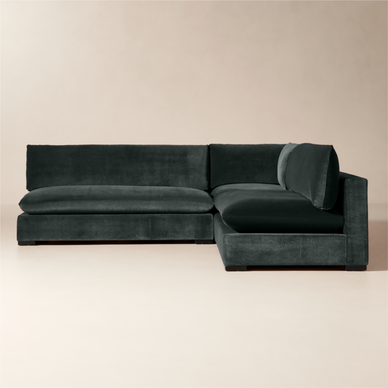 Deseo 3-Piece Grey Blue Performance Velvet Standard Depth Sectional Sofa with Loveseat - image 0 of 8