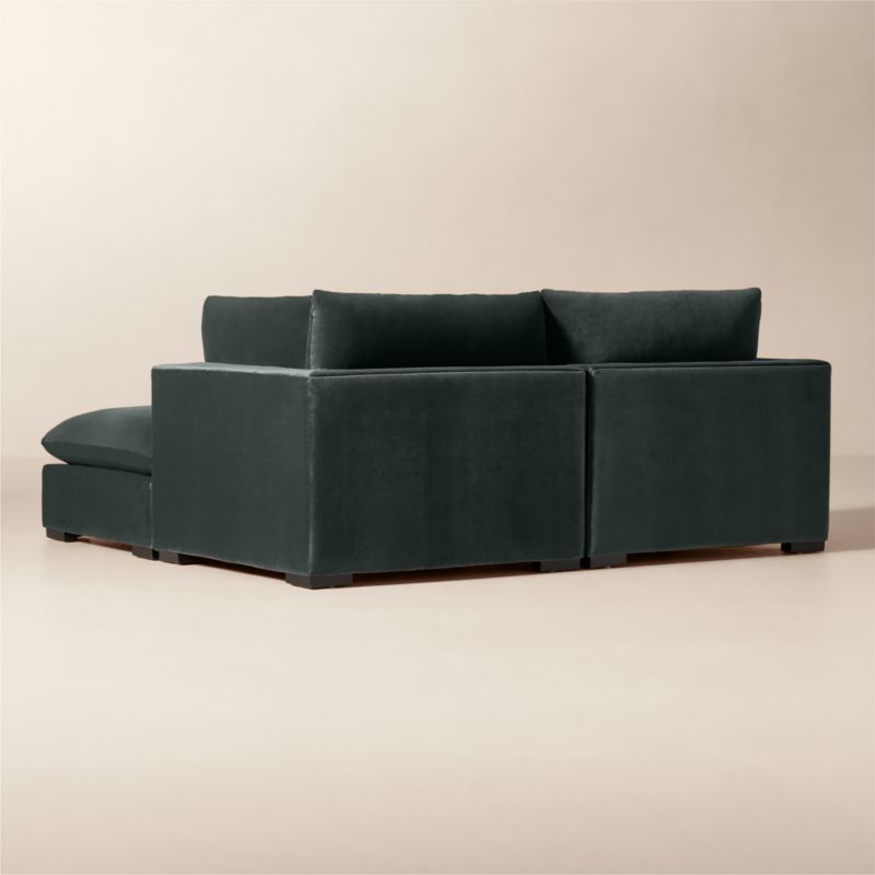 Deseo 3-Piece Grey Blue Performance Velvet Standard Depth Sectional Sofa with Ottoman - image 3 of 7