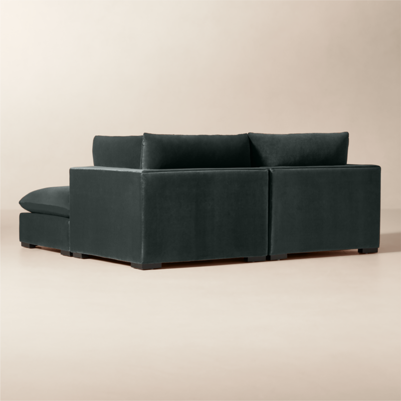Deseo 3-Piece Grey Blue Performance Velvet Standard Depth Sectional Sofa with Ottoman - image 4 of 8