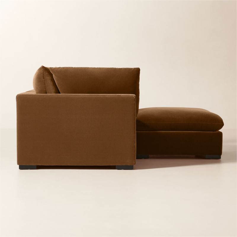 Deseo 3-Piece Light Brown Performance Velvet Standard Depth Sectional Sofa with Ottoman - image 4 of 10