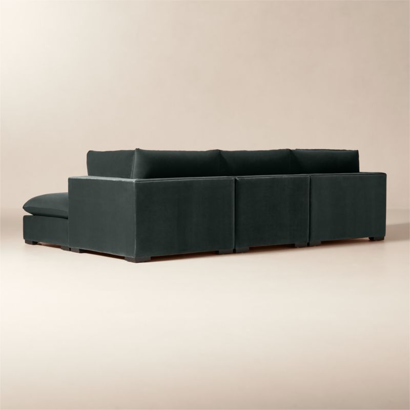 Deseo 4-Piece Grey Blue Performance Velvet Standard Depth Sectional Sofa - image 3 of 7
