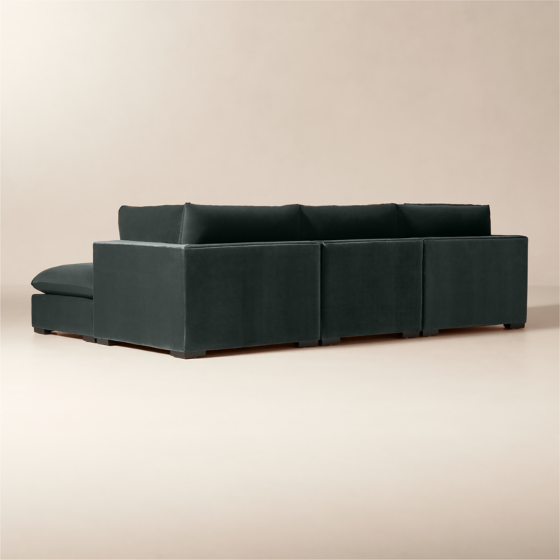 Deseo 4-Piece Grey Blue Performance Velvet Standard Depth Sectional Sofa - image 4 of 8